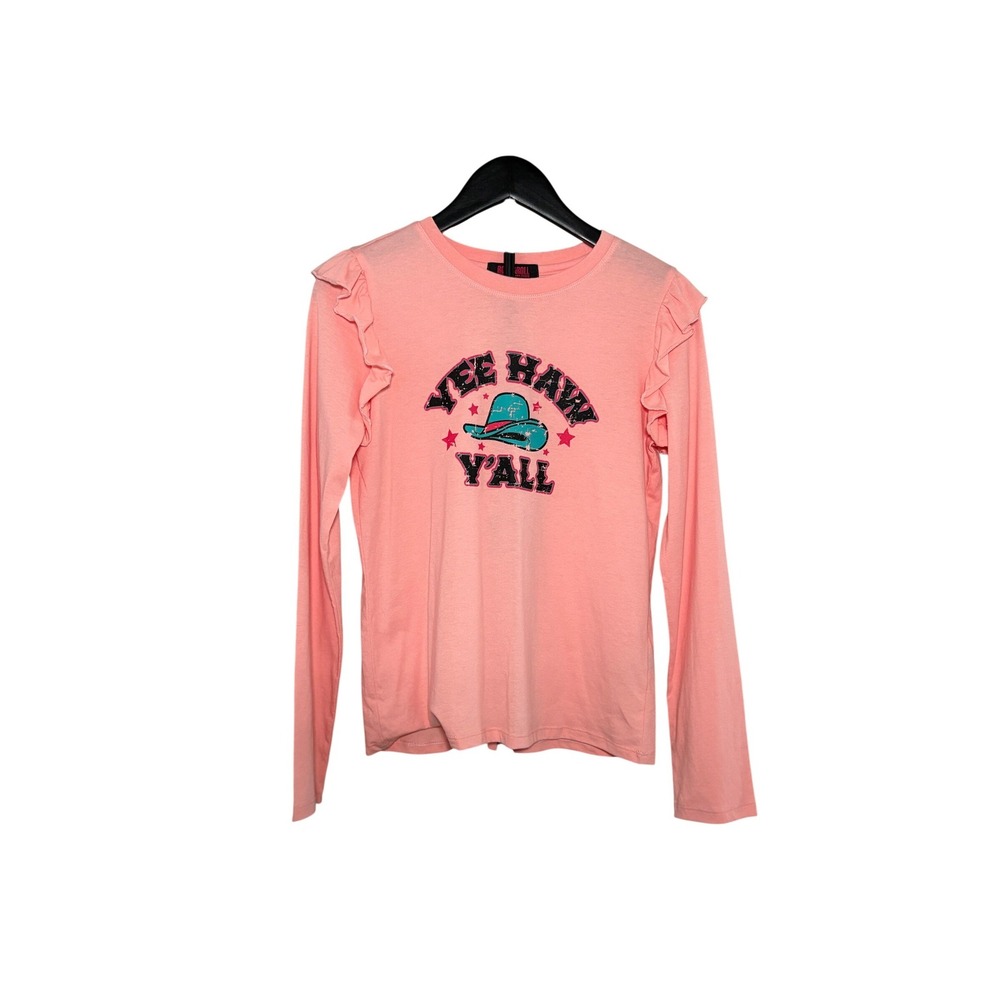 Rock & Roll Denim Girls L (10/12) – Yee Haw Y'all Pink Ruffle Western Top